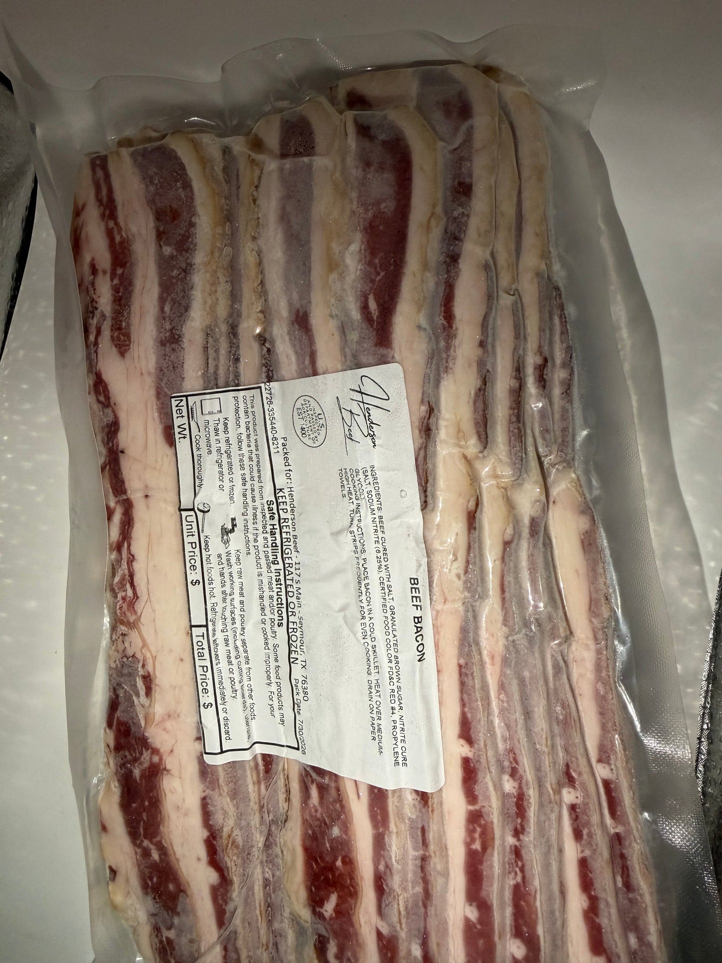 Beef Bacon (Cured & Smoked)