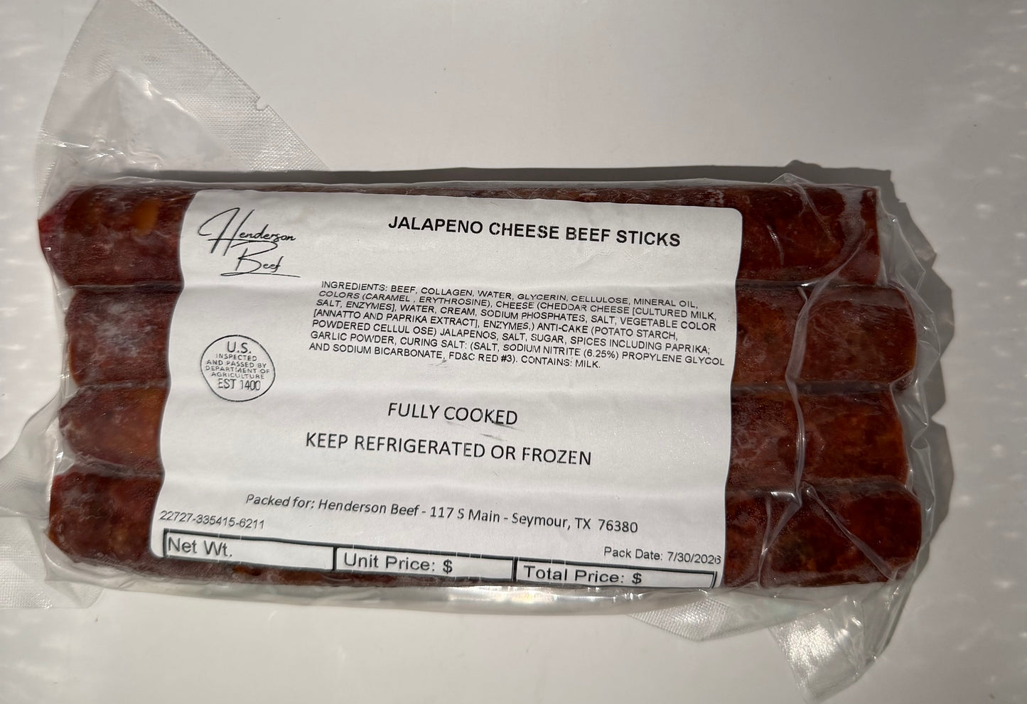 Jalapeño Cheese Beef Sticks