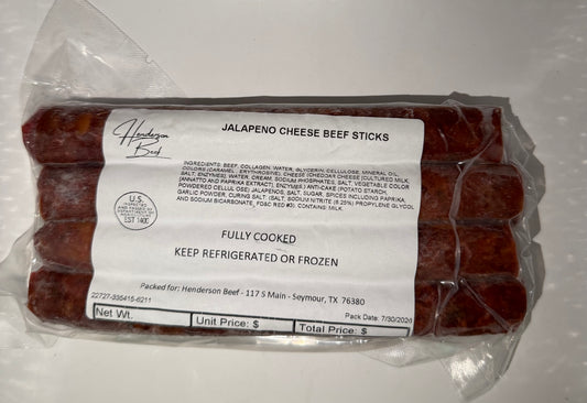 Henderson Beef Jalapeño Cheese Beef Sticks, home-raised Angus beef snack